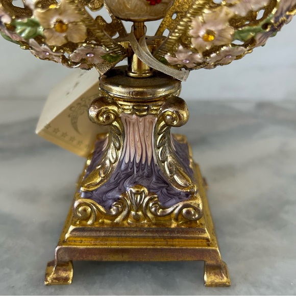 NWT Jeweled Gem Music Box Covered Egg By Collette Et Cie Song - Swan Lake - Picture 6 of 11